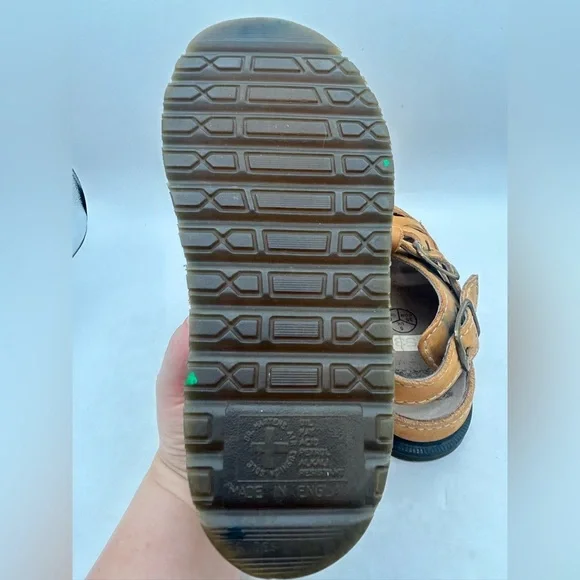 VINTAGE Dr Martens Suede Leather camel Tan  Fisherman Sandal Made ENGLAND 7 - Picture 11 of 12